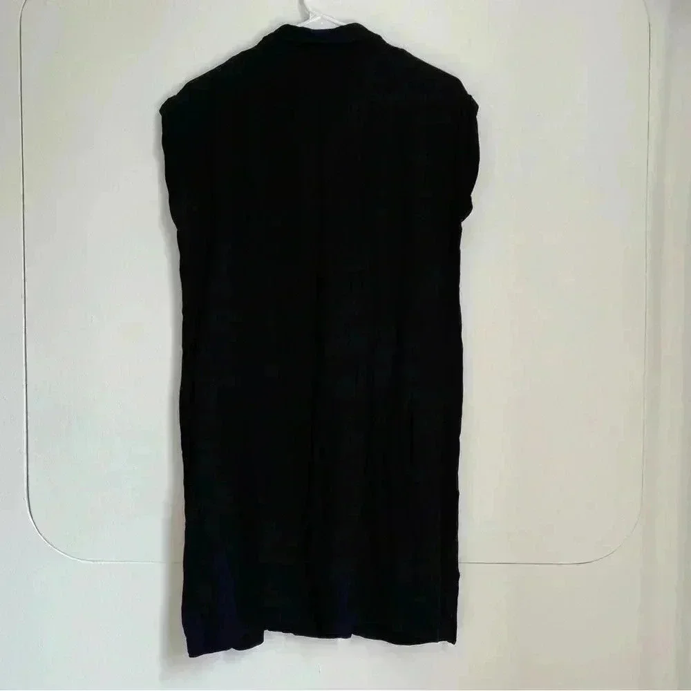 Monki Black Sleeveless Double Breasted Shirt Vest Dress with Pockets S - Picture 5 of 7